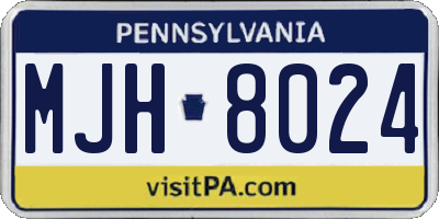 PA license plate MJH8024