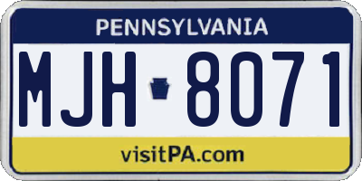 PA license plate MJH8071