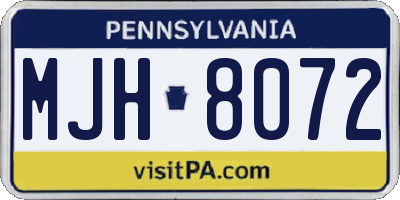 PA license plate MJH8072