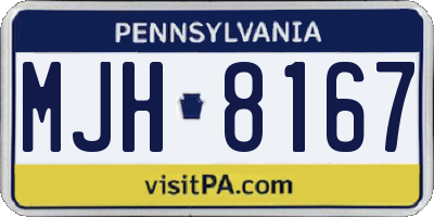 PA license plate MJH8167