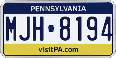 PA license plate MJH8194