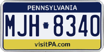 PA license plate MJH8340