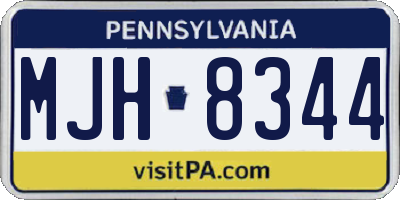 PA license plate MJH8344