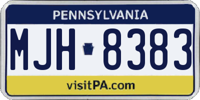 PA license plate MJH8383
