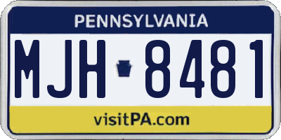 PA license plate MJH8481