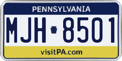 PA license plate MJH8501