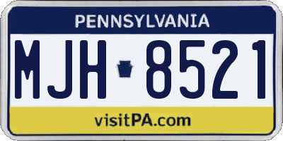 PA license plate MJH8521