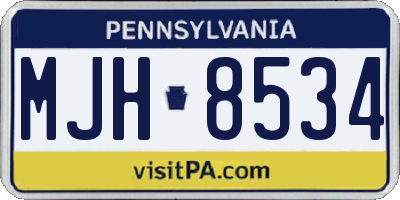 PA license plate MJH8534