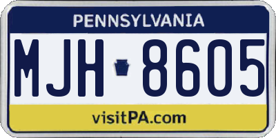 PA license plate MJH8605