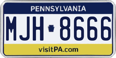 PA license plate MJH8666
