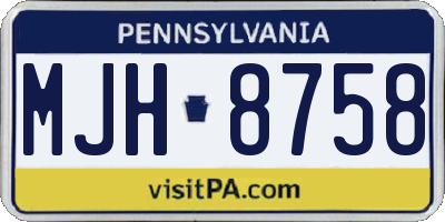 PA license plate MJH8758