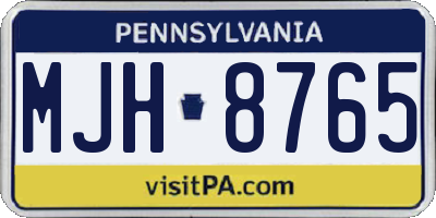 PA license plate MJH8765