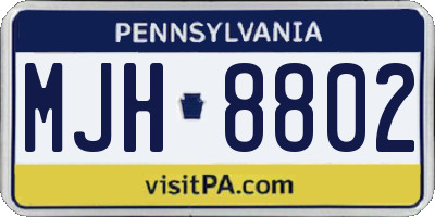 PA license plate MJH8802