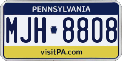 PA license plate MJH8808