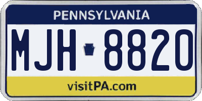 PA license plate MJH8820