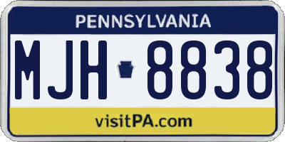 PA license plate MJH8838