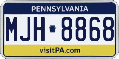 PA license plate MJH8868