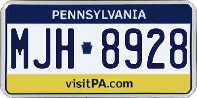 PA license plate MJH8928