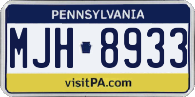 PA license plate MJH8933