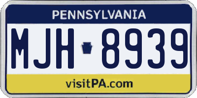 PA license plate MJH8939