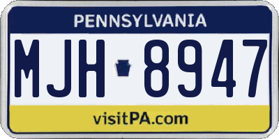 PA license plate MJH8947
