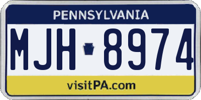 PA license plate MJH8974