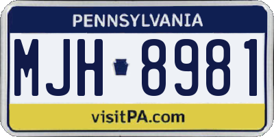 PA license plate MJH8981
