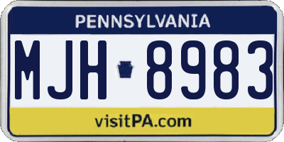 PA license plate MJH8983