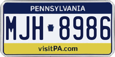 PA license plate MJH8986