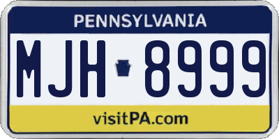 PA license plate MJH8999