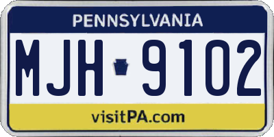PA license plate MJH9102