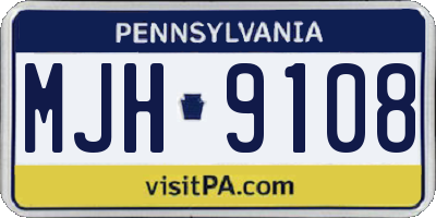 PA license plate MJH9108