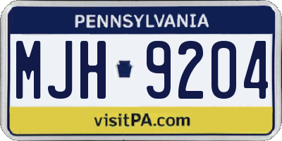 PA license plate MJH9204