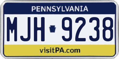 PA license plate MJH9238