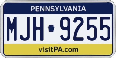 PA license plate MJH9255