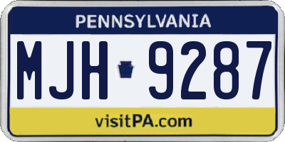 PA license plate MJH9287