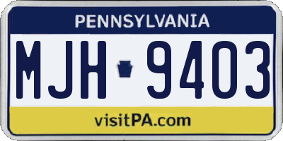 PA license plate MJH9403