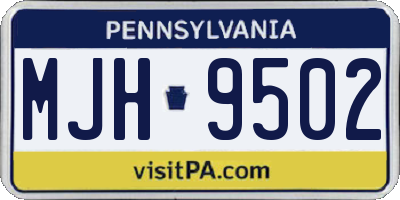 PA license plate MJH9502