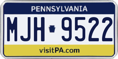 PA license plate MJH9522