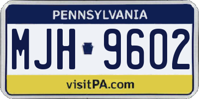 PA license plate MJH9602