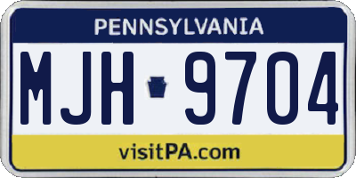 PA license plate MJH9704