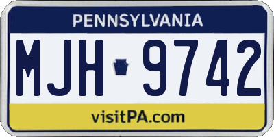 PA license plate MJH9742