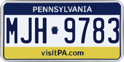 PA license plate MJH9783