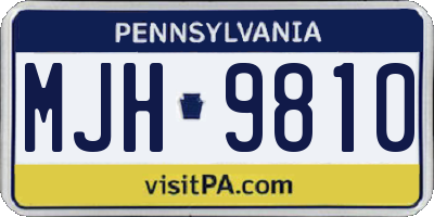 PA license plate MJH9810