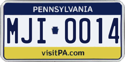 PA license plate MJI0014