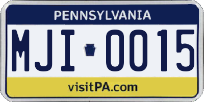 PA license plate MJI0015