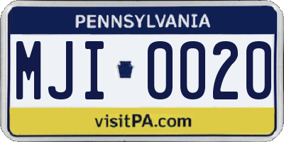PA license plate MJI0020