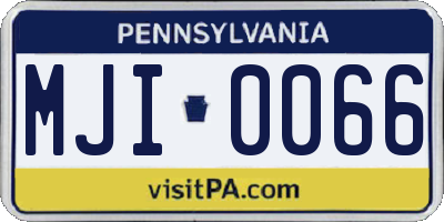 PA license plate MJI0066
