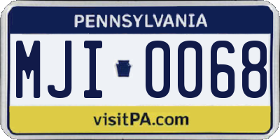 PA license plate MJI0068