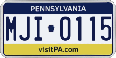 PA license plate MJI0115